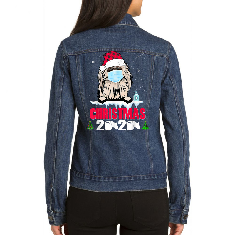 Pekingese Face Mask Dog Merry Christmas 2020 Funny Gift Xmas T Shirt Ladies Denim Jacket by fashyshaevozho | Artistshot