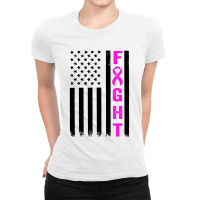 Fight Breast Survivor American Flag Ladies Fitted T-shirt | Artistshot