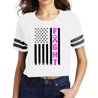 Fight Breast Survivor American Flag Scorecard Crop Tee | Artistshot