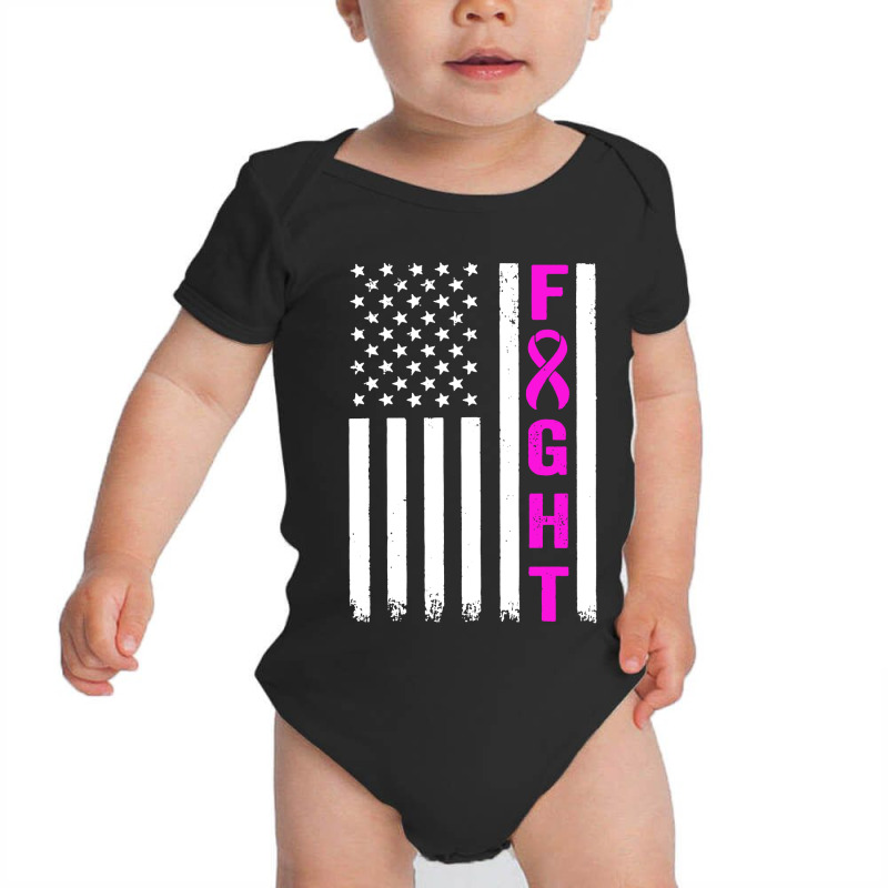 Fight Breast Survivor American Flag Baby Bodysuit by Saprol Tees | Artistshot