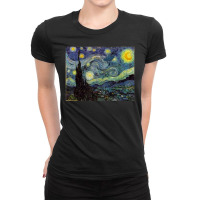 Van Gogh Starry Night Ufo Invasion Artistic Ladies Fitted T-shirt | Artistshot