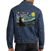 Van Gogh Starry Night Ufo Invasion Artistic Men Denim Jacket | Artistshot