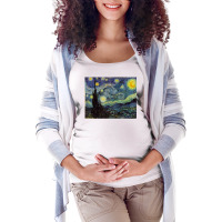 Van Gogh Starry Night Ufo Invasion Artistic Maternity Scoop Neck T-shirt | Artistshot