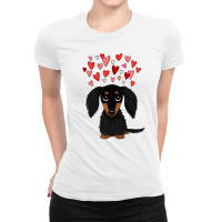 Black And Tan Longhaired Dachshund With Hearts For Boyfriend Ladies Fitted T-shirt | Artistshot