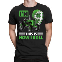 Green Farm Tractor 9th Birthday Party 9 Year Old Farmer T Shirt T-shirt | Artistshot