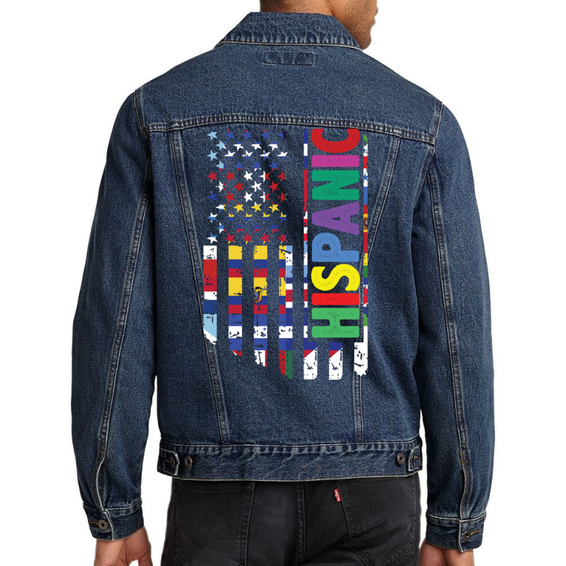 Usa And Latin American Countries Flag Hispanic Heritage Pullover Hoodi Men Denim Jacket by cm-arts | Artistshot