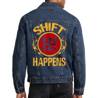 Manual Car Shift Happens Manual Gear Shift Men Denim Jacket | Artistshot