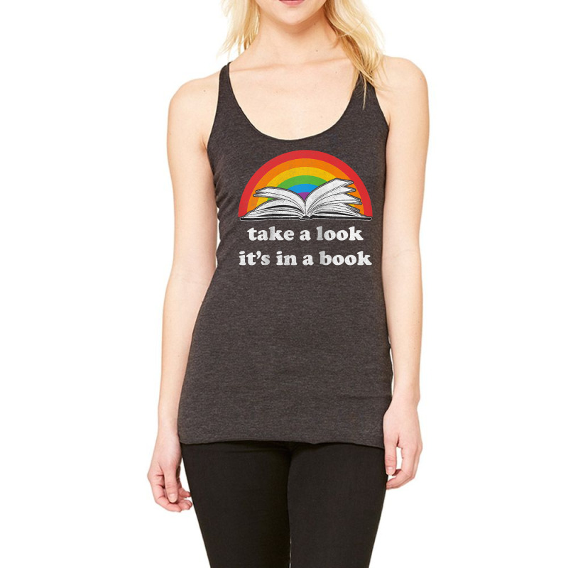 Take A Look It's In A Book Reading Vintage Retro Rainbow Raglan Baseba Racerback Tank by cm-arts | Artistshot