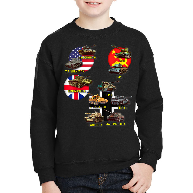 Top 10 Best Ww2 Tanks M4 Sherman Panzer Iv Tiger Ii T 34 T Shirt Youth Sweatshirt by wevipaenizhu | Artistshot