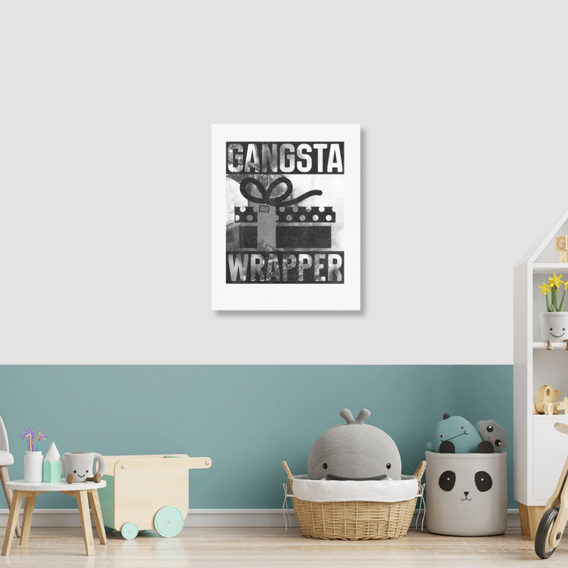 Gangsta Wrapper Gangster Rap Gift Vintage Christmas T Shirt Portrait Canvas Print | Artistshot