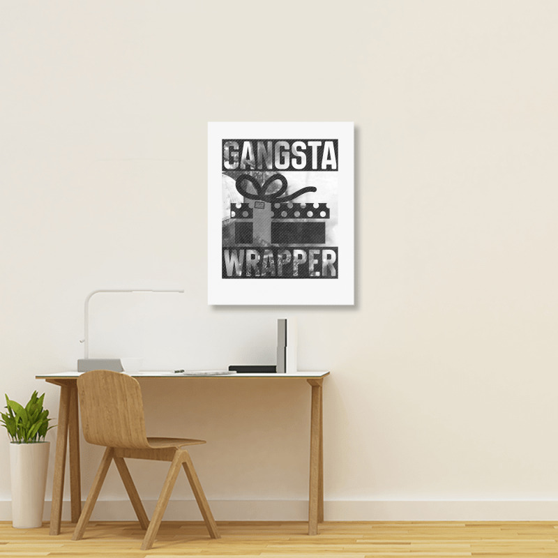 Gangsta Wrapper Gangster Rap Gift Vintage Christmas T Shirt Portrait Canvas Print | Artistshot