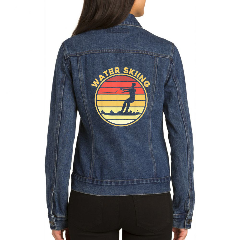 Water Skiing Sport Waterski Swimmer Athlete T Shirt Ladies Denim Jacket by porpoisewhiting | Artistshot