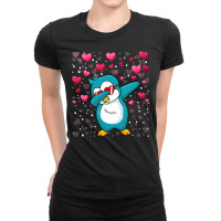 Penguin Valentine Dabbing Penguin Flightless Sea Bird Penguin Lover 23 Ladies Fitted T-shirt | Artistshot