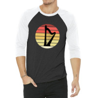 Harp Music Instrument Vintage Sunset 3/4 Sleeve Shirt | Artistshot