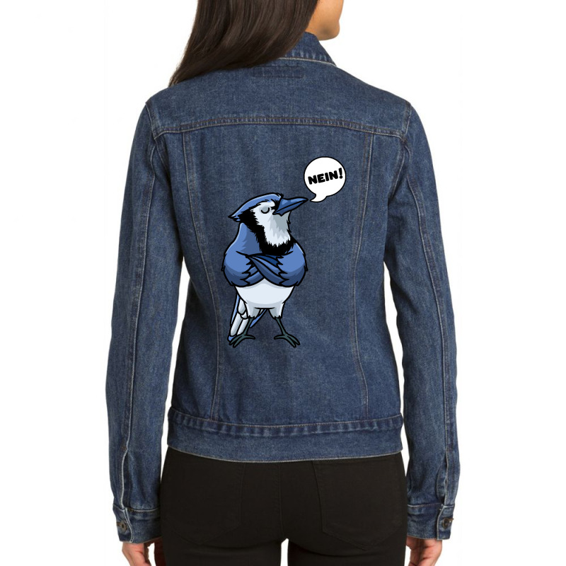 Blue Jay Bird T- Shirt Blue Jay Bird Cyanocitta Cristata T- Shirt Ladies Denim Jacket by boilinggyrus | Artistshot