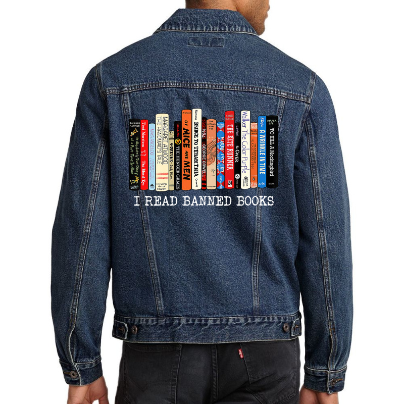 Womens I Read Banned Books Week Librarian Freadom Reader Nerd Men Denim Jacket | Artistshot