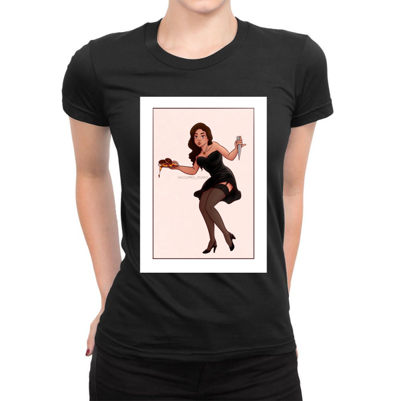 Rose Pinup Ladies Fitted T-Shirt by cm-arts | Artistshot