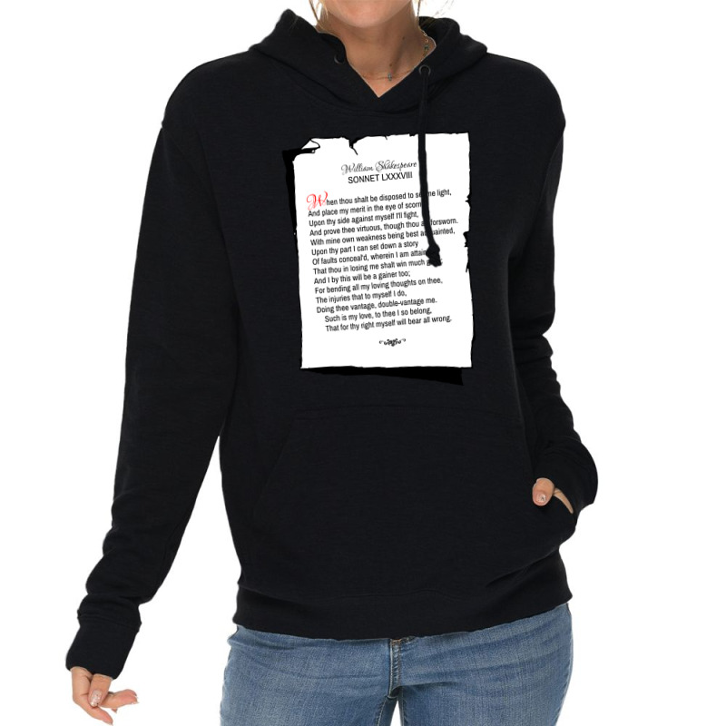 William Shakespeare's Sonnet 88 Lightweight Hoodie by laughingtuy | Artistshot