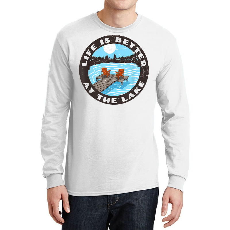 Life Is Better At The Lake   Relaxing Dock Adirondack Chair T Shirt Long Sleeve Shirts | Artistshot