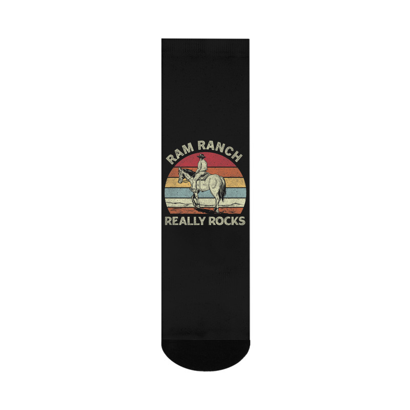 Ram Ranch Really Rock Vintage Western Rodeo Cowboy Horseback Premium T Crew Socks | Artistshot