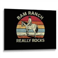 Ram Ranch Really Rock Vintage Western Rodeo Cowboy Horseback Premium T Metal Print Horizontal | Artistshot