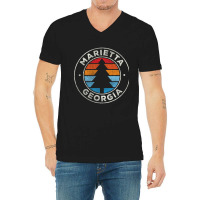 Marietta Georgia Ga Vintage Graphic Retro 70s Long Sleeve T Shirt V-neck Tee | Artistshot