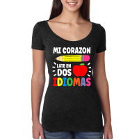 Mi Corazon Late En Dos Idiomas Bilingual Thanksgiving Day Women's Triblend Scoop T-shirt | Artistshot