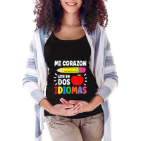 Mi Corazon Late En Dos Idiomas Bilingual Thanksgiving Day Maternity Scoop Neck T-shirt | Artistshot