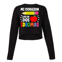 Mi Corazon Late En Dos Idiomas Bilingual Thanksgiving Day Cropped Sweater | Artistshot