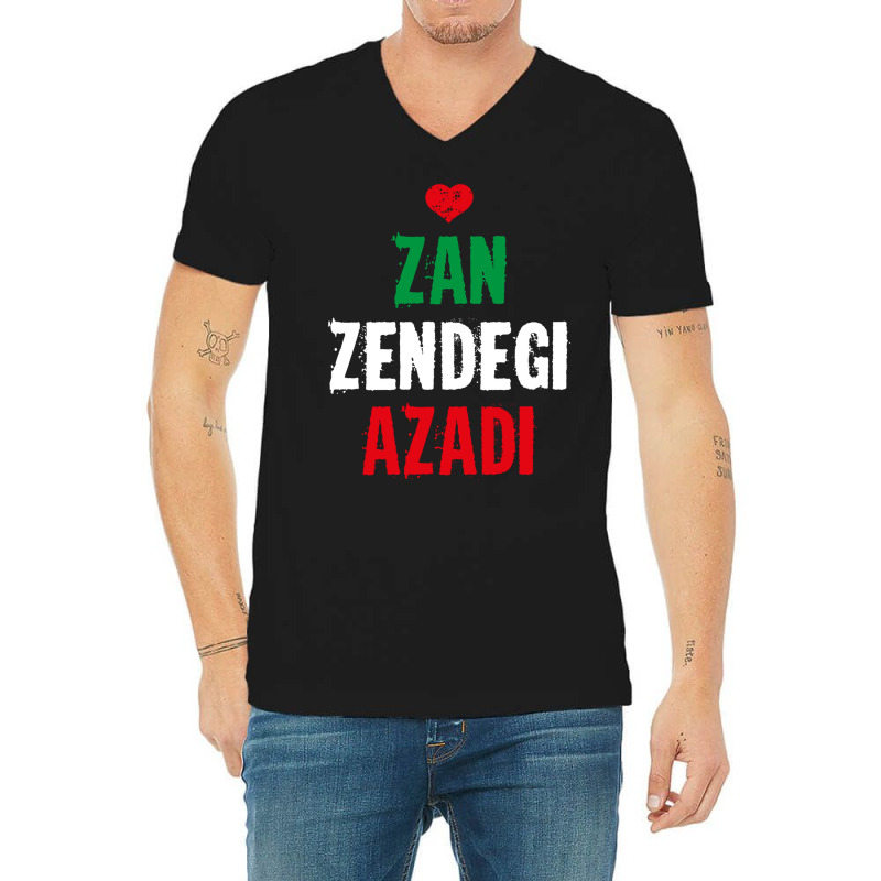 Free Iran  Zan Zendegi Azadi  Persian Heart Love Quote Sweatshirt V-neck Tee | Artistshot