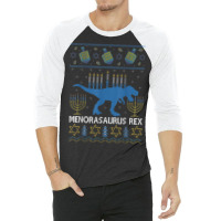 Menorasaurus Rex Funny Dinosaur Hanukkah Jewish Christmas 3/4 Sleeve Shirt | Artistshot