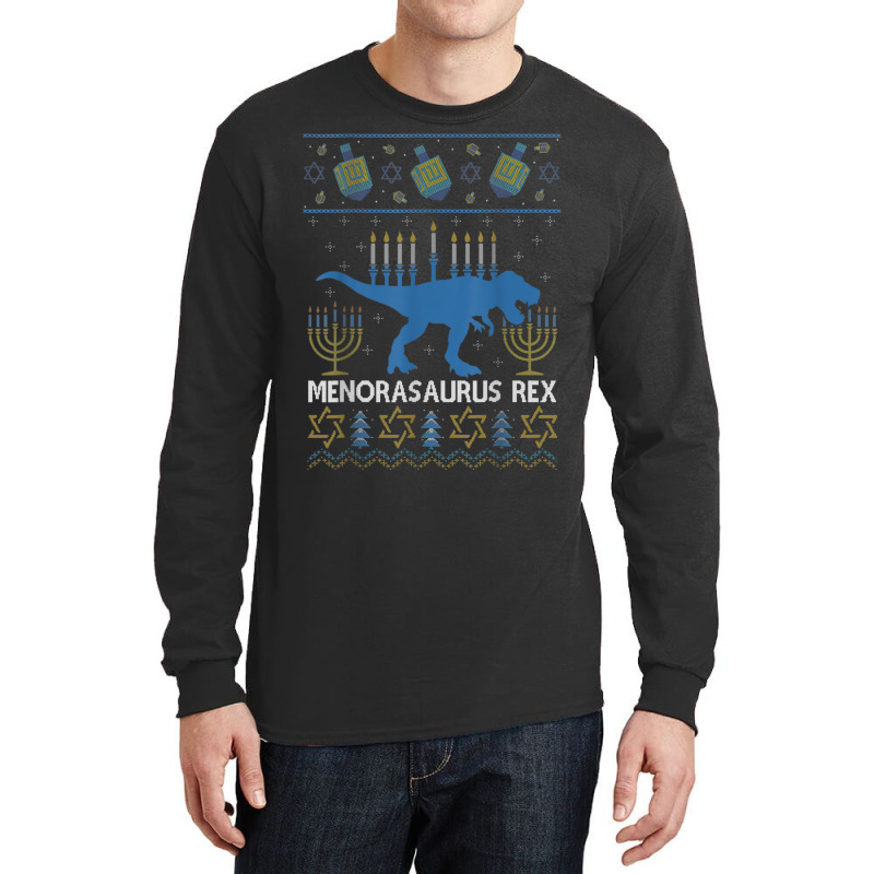 Menorasaurus Rex Funny Dinosaur Hanukkah Jewish Christmas Long Sleeve Shirts | Artistshot