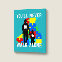 Never Walk Alone   Father And Son Portrait Canvas Print | Artistshot