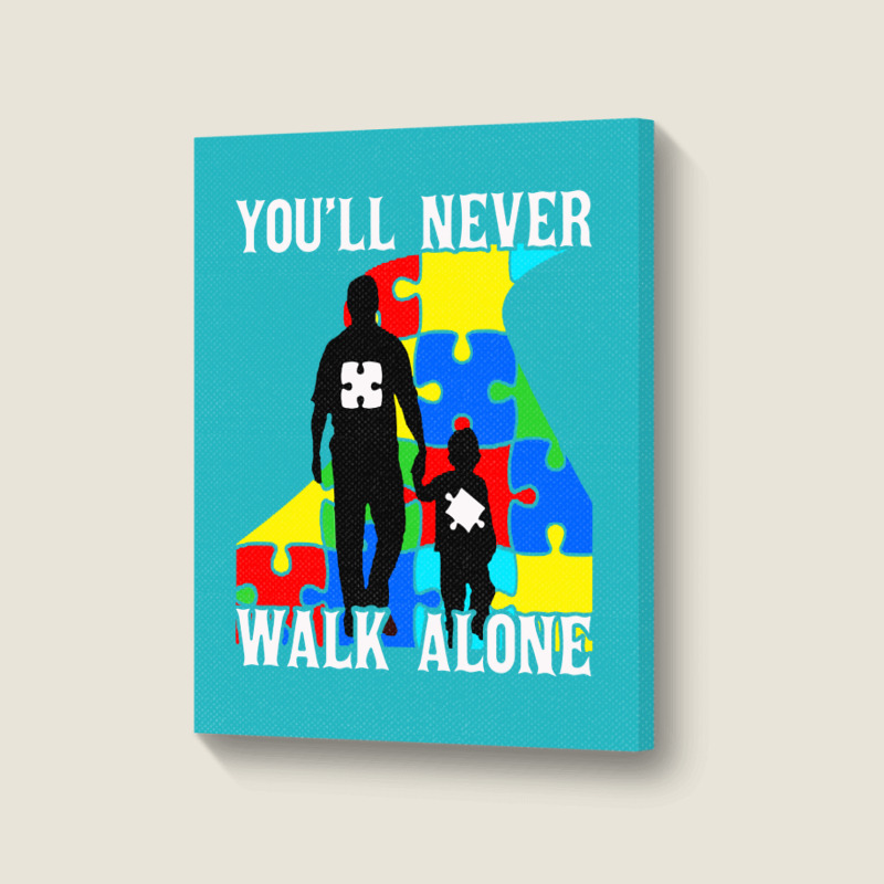 Never Walk Alone   Father And Son Portrait Canvas Print | Artistshot