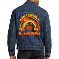 One Thankful Radiologist Rainbow Thanksgiving Mens Womens Men Denim Jacket | Artistshot