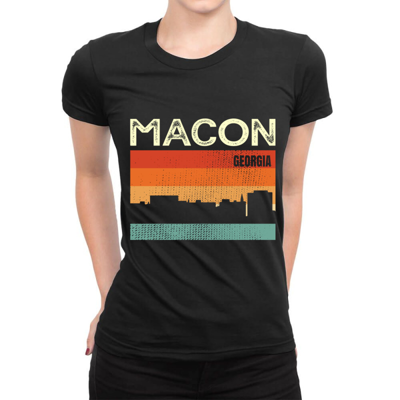 Macon Georgia Town Skyline Pullover Hoodie Ladies Fitted T-Shirt by cm-arts | Artistshot