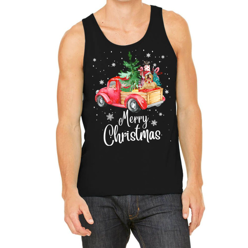 Christmas Tree Xmas Golden Retriever Dog Riding Red Truck Pullover Hoo Tank Top | Artistshot