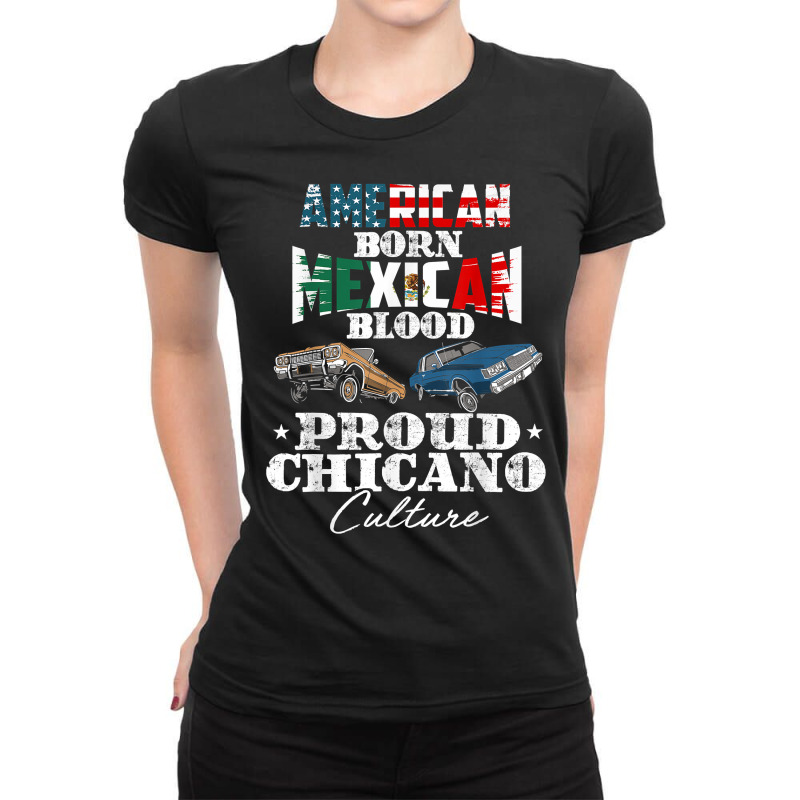 Lowrider Chicano Low Mexican American Latina Rider Cholo T Shirt Ladies Fitted T-Shirt by cm-arts | Artistshot