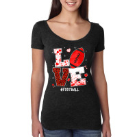 American Football Funny Valentines Day Hearts Football Lover Sports Pl Women's Triblend Scoop T-shirt | Artistshot