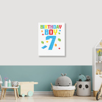 Master Builder 7th Birthday Boy 7 Seven Year Building Bricks T Shirt Portrait Canvas Print | Artistshot