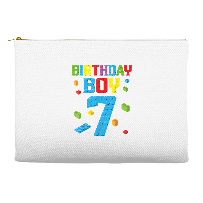 Master Builder 7th Birthday Boy 7 Seven Year Building Bricks T Shirt Accessory Pouches | Artistshot