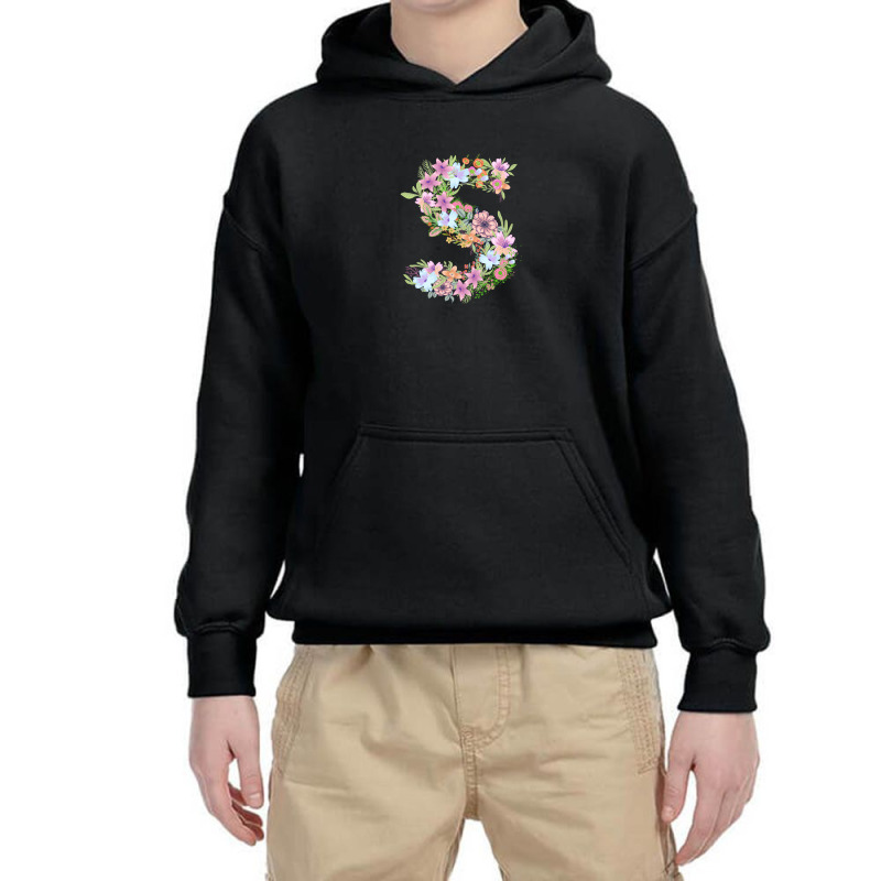 Flower Initial Design S Youth Hoodie by Kiarra's Art | Artistshot