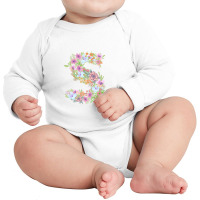 Flower Initial Design S Long Sleeve Baby Bodysuit | Artistshot