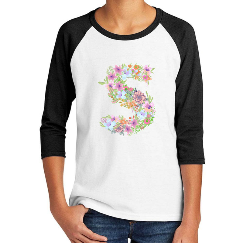 Flower Initial Design S Youth 3/4 Sleeve by Kiarra's Art | Artistshot