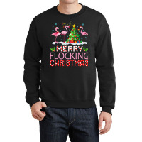 Flamingo Santa Hats Dancing On Snow Merry Flocking Christmas T Shirt Crewneck Sweatshirt | Artistshot