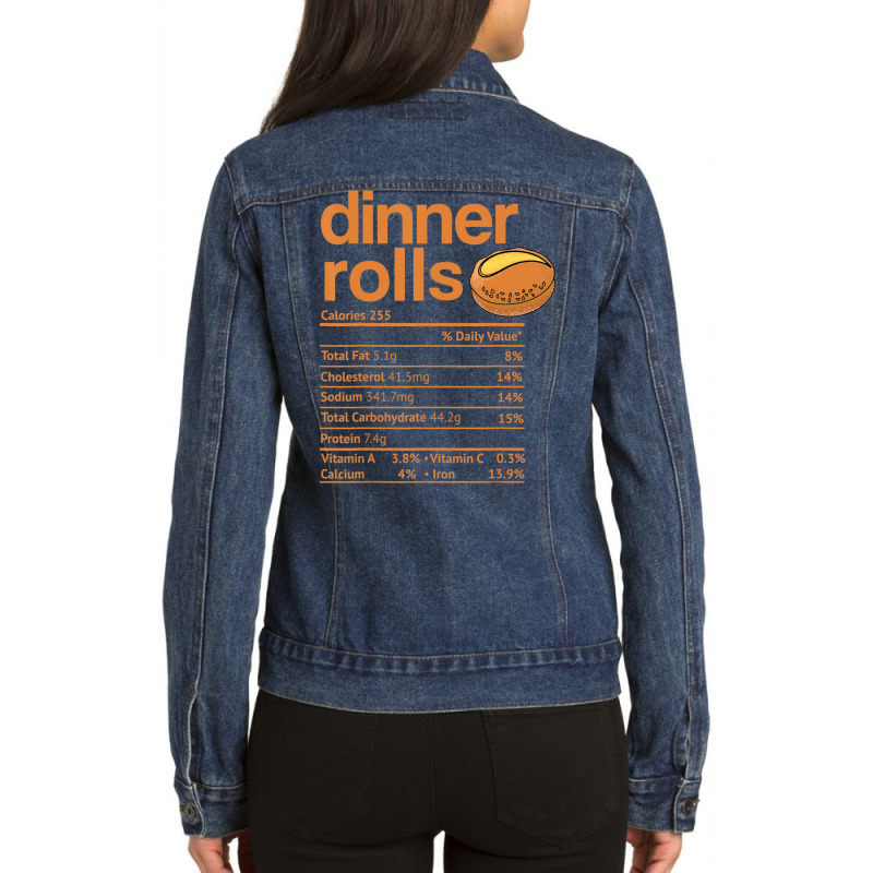 Dinner Rolls Nutrition Facts Thanksgiving Christmas Ladies Denim Jacket by cm-arts | Artistshot