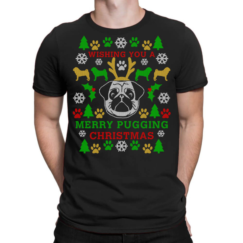 Funny Merry Pugging Pug Ugly Christmas Sweater Party Shirt Long Sleeve T-shirt | Artistshot