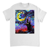 Dracula Castle Vampire Bats Halloween Starry Night Aja Art Classic T-shirt | Artistshot