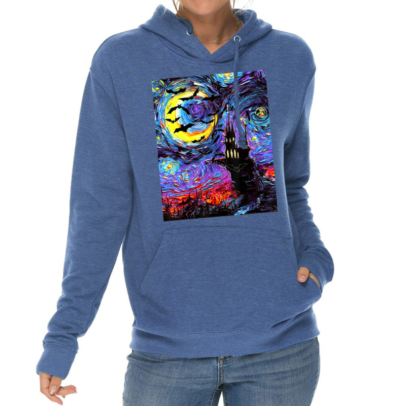 Dracula Castle Vampire Bats Halloween Starry Night Aja Art Lightweight Hoodie by vucongha | Artistshot