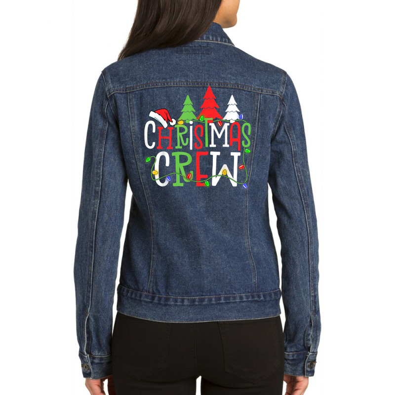 Cute Family Christmas Crew Matching Pajama Christmas Lights Ladies Denim Jacket by Clinical | Artistshot